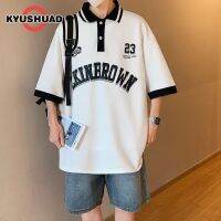 KYUSHUAD คู่รักพิมพ์ลายแขนสั้นญี่ปุ่นเสื้อโปโลเรียบง่าย