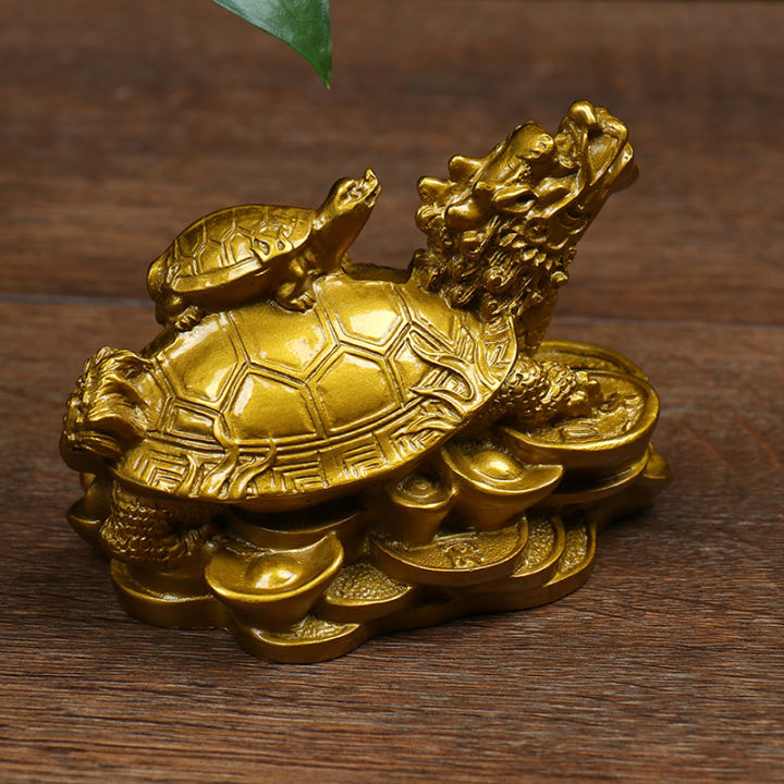 mazalan-1pc-ทองฮวงจุ้ยมังกรเต่าเต่ารูปปั้นแกะสลักเหรียญเงินความมั่งคั่งโชค