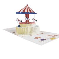 3D Pop-Up Birthday Card with Carousel Cake Design Design, Birthday Cards with Envelope for Family,Friends,Kids,Women