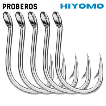 PROBEROS 50pcs Fishing Hooks Size 7-9-11-13-15# Metal Slow Jigging Barbed  Hooks Assist Fishing Jig Hooks With PE Line Feather