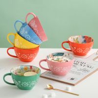 High-end Ceramic breakfast cup oatmeal cup large capacity high-value water cup female cute microwave heating milk coffee cup