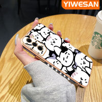 YIWESAN เคสปลอกสำหรับ Samsung Galaxy S21 FE 4G S21 FE 5G เคสลายการ์ตูนแมวน่ารักบางใหม่กรอบชุบหรูหราบางเคสมือถือสี่เหลี่ยมเคสด้านหลังเป็นซิลิโคนกันกระแทกป้องกันเลนส์กล้อง