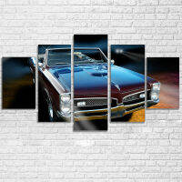 5 Pieces Classic Pontiac GTO 1967 Luxury Car Poster Canvas Print Wall Art Paintings HD Print Pictures No Framed 5 Panel