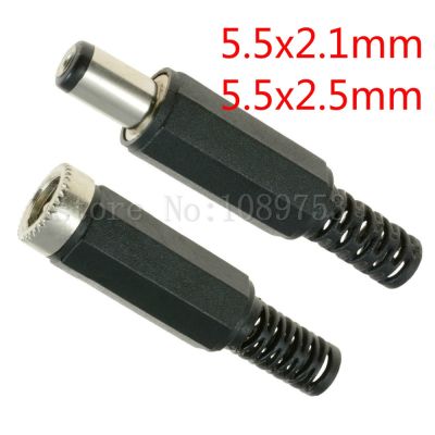 5 Pair DC Power Plug 2.1x5.5mm 2.5x5.5mm Male / Female Jack Socket Adapter Connectors Set  Wires Leads Adapters