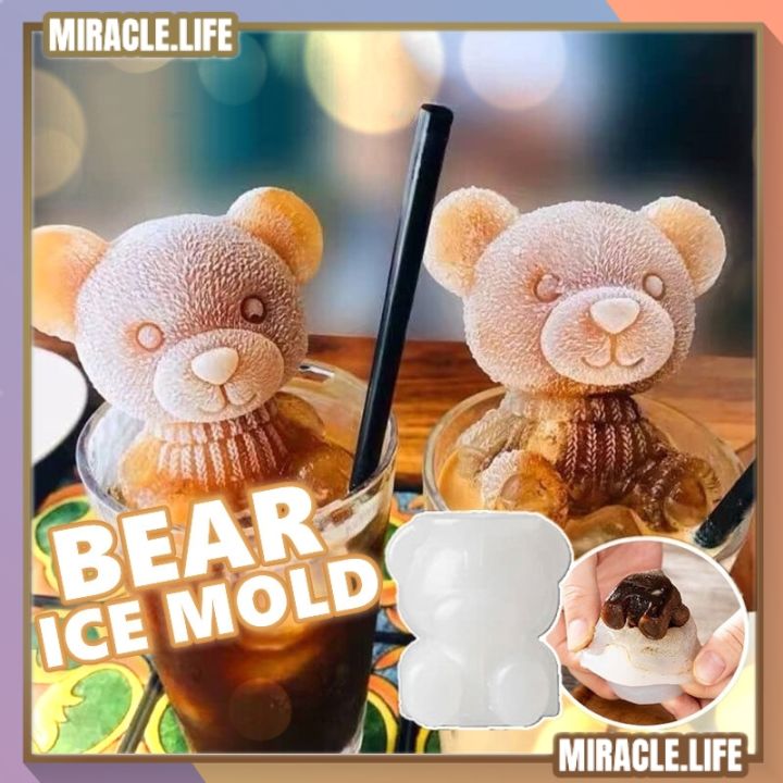 3D Bear Ice Cube Silicone Mold Creative Ice Bear Coffee Milk Tea
