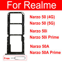 ถาดใส่ซิมการ์ดสำหรับ Oppo Realme Narzo 50 50A Prime 50i Prime 4G 5G ซิมซ็อกเก็ตช่องเสียบบัตรคู่ที่ใส่ไมโครการ์ดรีดเดอร์ SD