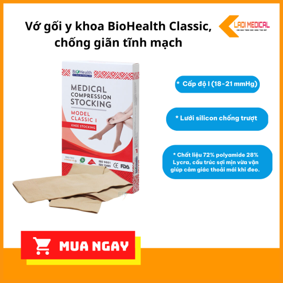 Vớ gối y khoa biohealth classic, chống giãn tĩnh mạch - ảnh sản phẩm 1