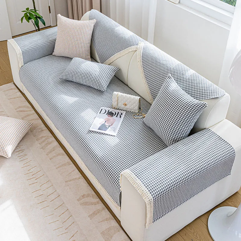 Houndstooth Sofa Slipcover, Polyester Non-slip Sofa Cover, Couch Cover Four  Seasons Universal Furniture Protector For Bedroom Office Living Room Home  Decor - Temu