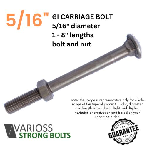 BI Carriage Bolt 5/16 inch diameter x varioss lengths VARIOSS BOLTS 1