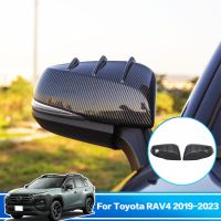 T013 2ชิ้นเสาตกแต่งภายนอกรถตัวครอบตามแบบข้างกระจกมองหลังสำหรับ RAV4 XA50 2019 2020 2021 2023 2022