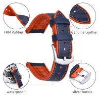 ：》’【 High Quality Hybrid FKM Leather Watch Strap 20Mm 22Mm Waterproof Dustproof Multi Color Fluororuer Watchbands + Tool