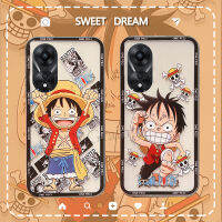 เคสโทรศัพท์ขายดีสำหรับ OPPO A58 4G 5G อะนิเมะหนึ่งชิ้น Luffy รูปการ์ตูนตลกเคสนิ่มโปร่งใสฝาครอบป้องกันเลนส์กล้อง