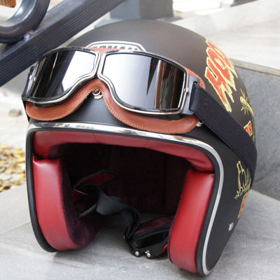 แว่นตากันลมสำหรับขี่มอเตอร์ไซค์ สากลกลางแจ้ง windproof วินเทจรถจักรยานยนต์แว่นตาหมวกกันน็อครถมอเตอร์ไซด์แว่นตา Universal Vintage Motorcycle Goggles
