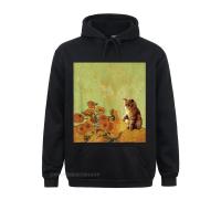 Birthday Sunflowers By Vincent Van Gogh And Funny Cat Art Meme Hoodie Men Sweatshirts Funny Autumn Long Sleeve Hoodies Hoods Size XS-4XL