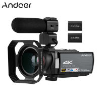 Andoer กล้องวิดีโอดิจิตอล4K WiFi HDR-AE8กล้องบันทึก DV 48MP 16X Digital Zoom IR Night Vision หน้าจอสัมผัส IPS LCD ขนาด3นิ้วพร้อมแบตเตอรี่แบบชาร์จไฟได้2ชิ้น + เลนส์มุมกว้าง0.39X พิเศษ + ไมโครโฟนภายนอก + เลนส์ฮูด