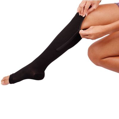 ‘；’ Men Women Compression Zip Sox Socks Zipper Leg Support Unisex Open Toe Knee Socks