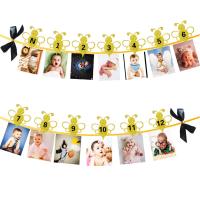 Bumble Bee Monthly Photo Banner First Year Picture Banner 12 Month Bee Photo Banner for 1st Birthday Decoration Banners Streamers Confetti