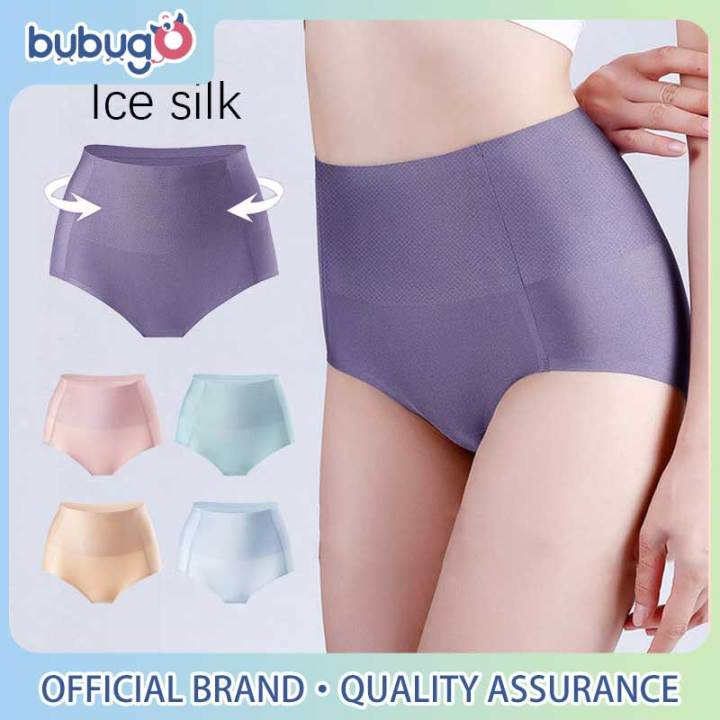 Cheap High Waist Ice Silk Seamless Underwear Women's Belly Hip