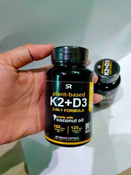 Vitamin D3 + K2 with Organic Virgin Coconut Oil PlantBased Vegan D3