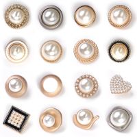 6Pcs Jewel Heart Metal Gold Pearl Flower Buttons For Clothing Sewing Accessories Knitting Luxury Crafts Bottons Supplies 25mm Haberdashery