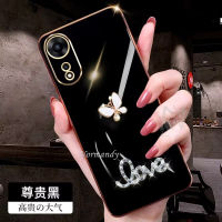 เคสสมาร์ทโฟน OPPO A38 4G/OPPOA38หลากสีเคสโทรศัพท์ชุบด้วยไฟฟ้าพร้อมเคสหลังซิลิโคนกันกระแทกรูปผีเสื้อคริสตัลน่ารักสำหรับ OppoA38 4G