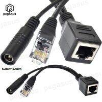 Rj45 Crystal Plug + Dc Adapter Male Splitter Ethernet / 5.5mmx2.1mm Poe Female Cable