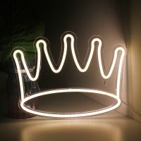 Ineonlife LED Neon Sign Warm White Crown Shaped Acrylic Light USB With Switch For Gift Home Birthday Party Bed Room Wall Decor