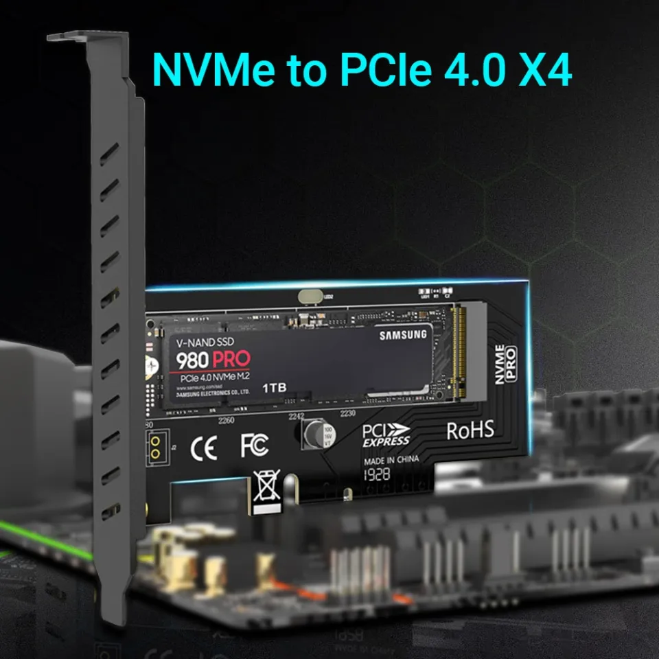 JEYI M.2 NVME SSD to PCIe 4.0 Adapter Card, 64Gbps SSD PCIe 4.0 X4