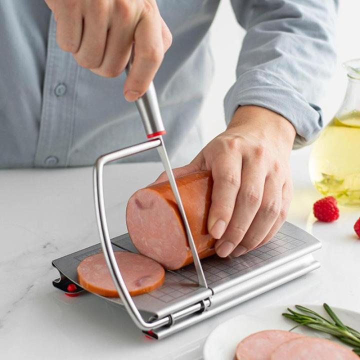 เครื่องตัดชีสสแตนเลสสตีลเนย-slicing-เครื่องมือเขียงพร้อมอุปกรณ์ครัวดูดสำหรับหั่นบล็อกชีสเนย-ham
