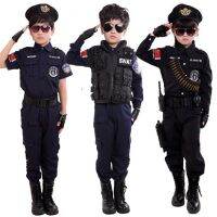 Boys Policemen เครื่องแต่งกายเด็กคอสเพลย์สำหรับเด็ก Army ตำรวจชุดเสื้อผ้าชุดแขนยาว Fighting Performance Uniforms