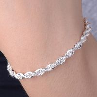 High Quality 925 Silver Plated Bracelets Women Men Fashion Chain Charm Flash Twisted Bracelet Lady Wedding Gifts Bangle Jewelry