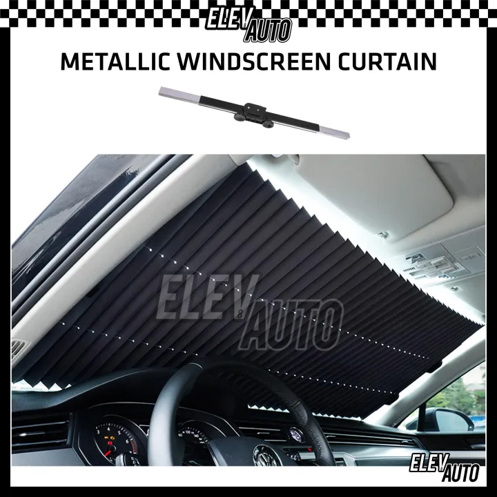 Metallic Windscreen Curtain Retractable Front Sunshade Lazada