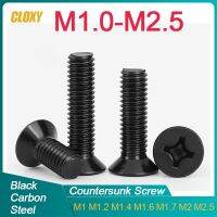 【LZ】 Parafuso de cabeça plana Phillips pequeno aço preto mini pequeno cruz preta M1 M1.2 M1.4 M1.6 M1.7 M2 M2.5 50 pcs 100pcs