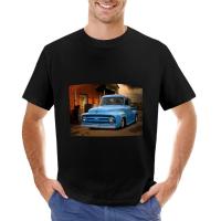 1955 Blue Pickup Truck T-Shirt Tops Clothes For Men