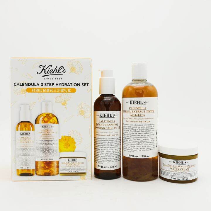 KIEHL'S Calendula 3Step Hydration Skincare Set (Face Wash 230ml Toner