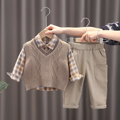 Boys Baby Girls Fashion Costume Spring Autumn Toddler Vest Shirt Pants 3Pcssets Children Print Clothes Kids Casual Sport Suits