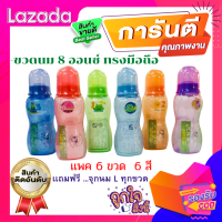 New... ขวดนมทรงมือถือ 8 ออนซ์ เเพค 6 ขวด ราคาประหยัด BPA FREE  สีสวย สดใส 6 สี