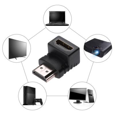 HDMI-เข้ากันได้ตัวผู้กับ HDMI ตัวเมียอะแดปเตอร์ตัวแปลงตัวขยายสัญญาณมุม90องศาสำหรับ PS4