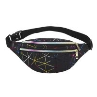 AECU Holographic Waist Bags Women Pink Silver Fanny Pack Female Belt Bag Black Geometric Waist Packs Laser Chest Phone Pouch 【MAY】