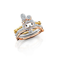 Jubilee Diamond - TRIPLETS SPARKS PAVE RING: MY MELODY [Sanrio ลิขสิทธิ์แท้] แหวนเพชรแท้ E Color ทองแท้ 18K ยูบิลลี่ไดมอนด์ มายเมโลดี้