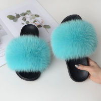 Hot Women Luxurious Plump Fluffy Fur Slippers Absoluy Beautiful Fur Beach Flip Flops Girls House Cute Candy Color Fur Slides