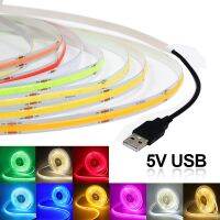 8mm COB LED Strip 5V 320LEDs/m High Density Soft LED Tape Light Bar 3000K 4000K 6000K Red Blue Green Powered by USB/2Pin Wire