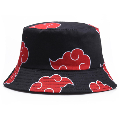 Naruto Uchiha Red Cloud พิมพ์หมวกบัคเก็ตบุรุษผู้หญิงใบไม้ผลิหน้าร้อนกลางแจ้งหมวกปานามาแฟชั่นหมวกแบบแบนหมวกบังแดดหมวกชาวประมง Bob