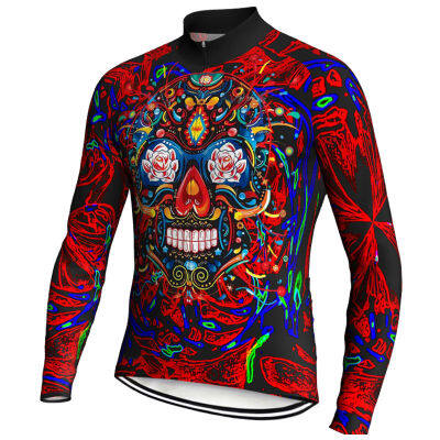 Long Cycling Jersey Mexico Skull Tshirt Pro Team Men MTB Maillot Bike Shirt Downhill Quality Mountain Bicycle Clothing Cycle Top