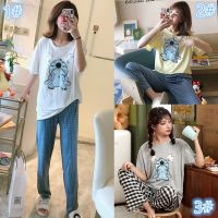 【NEW Popular】♂ชุดนอนผู้หญิง2ชิ้น/เซ็ต,ชุดนอนเสื้อลำลองน่ารักเสื้อผ้า Setelan Cantik