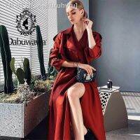 ✎ sdeifhruhvfu Dabuwawa-Elegante V-Neck Vestido Longo e Curto Trench Coats Mulheres Vestidos de Escritório Feminino Sash Outwear DF1CSA003