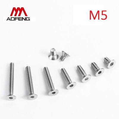M5 304 Stainless Steel Hexagon Socket Countersunk Head Screws M5*6 8 10 12 14 16 30 40 50 60 70 80 90 100mm DIN7991 Full Thread Nails Screws Fasteners