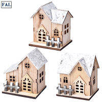 FAL Christmas Wooden House LED Luminous House Ornaments Table Centerpieces For Home Decor