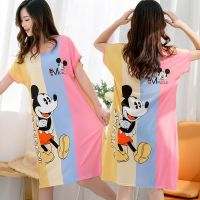 Plus Size Cartoon Pyjamas Baju Tidur Rumah Comfortable Short Sleeves Round Neck Dress Cartoon Sleepwear B