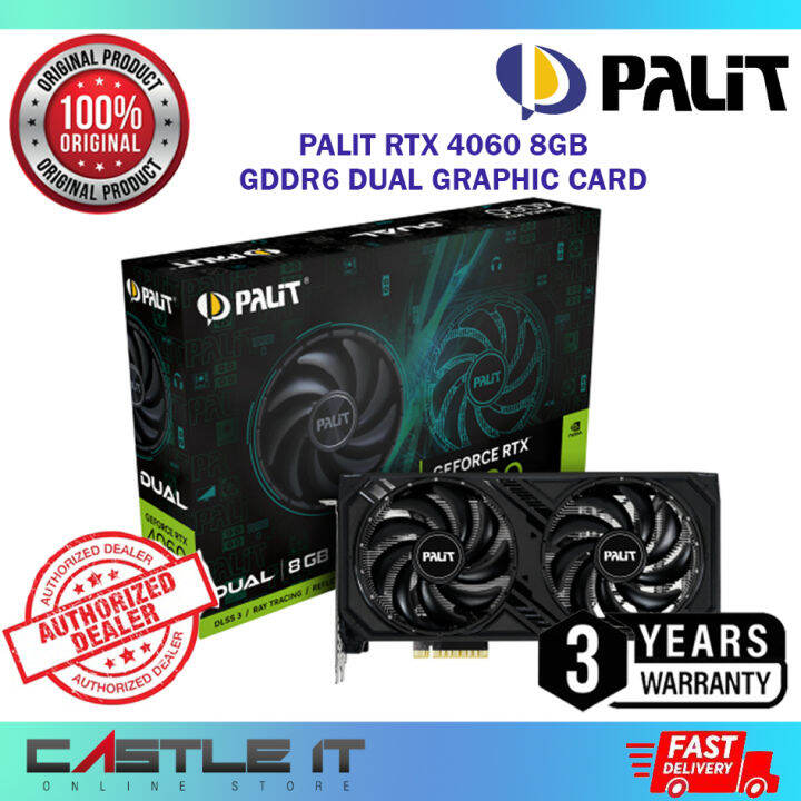 Palit RTX 4060 8GB GDDR6 DUAL Graphic Card GPU Nvidia GeForce RTX4060 ...
